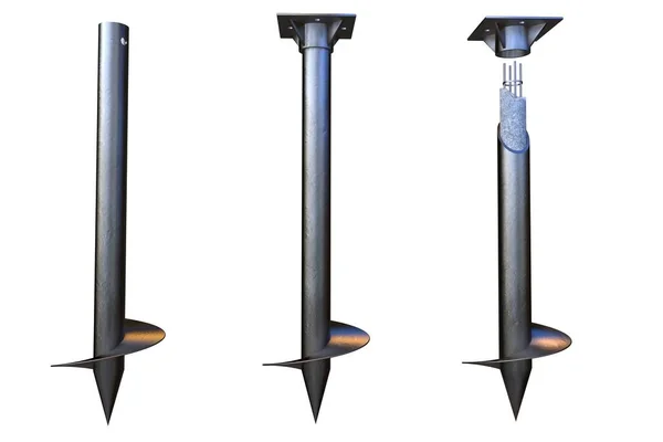 Ancore Elicoidali Riempimento Con Calcestruzzo Armato Isolato Rendering Industriale — Foto Stock