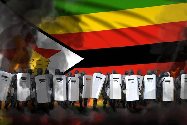 Zimbabwe Polizia Swat Fumo Pesante Fuoco Proteggere Ordine Contro Ammutinamento — Foto Stock