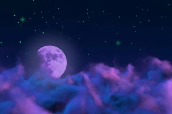 Mysterienhimmel Mit Mond Mit Sternen Entwerfen Abstrakten Hintergrund Für Kunstzwecke — Stockfoto