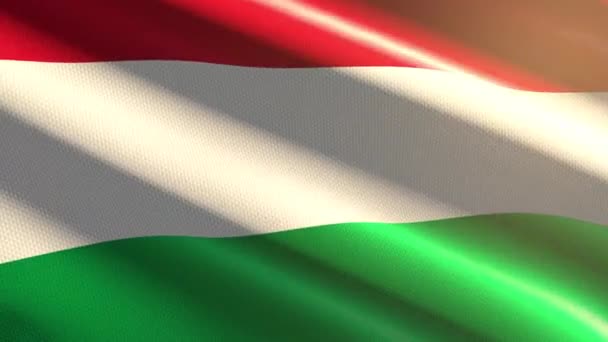 Hongarije Glanzende Vlag Loop Animatie — Stockvideo
