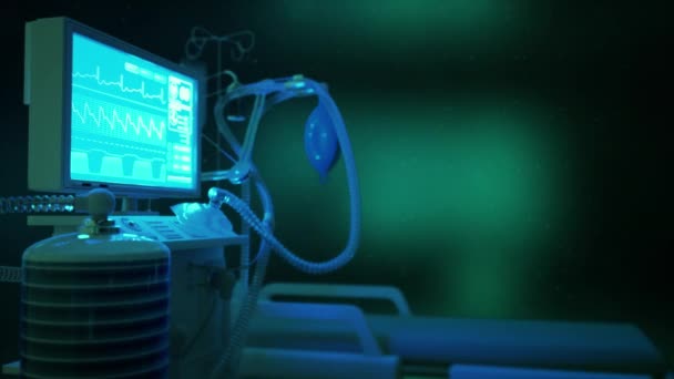 Icu Ventilatore Polmonare Clinica Notte Medicina Animazione — Video Stock