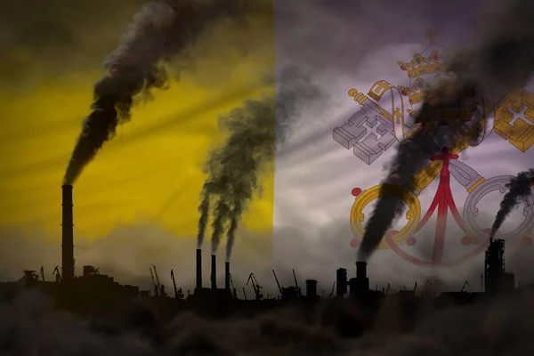 Concept Réchauffement Climatique Fumée Dense Provenant Des Tuyaux Industriels Sur — Photo