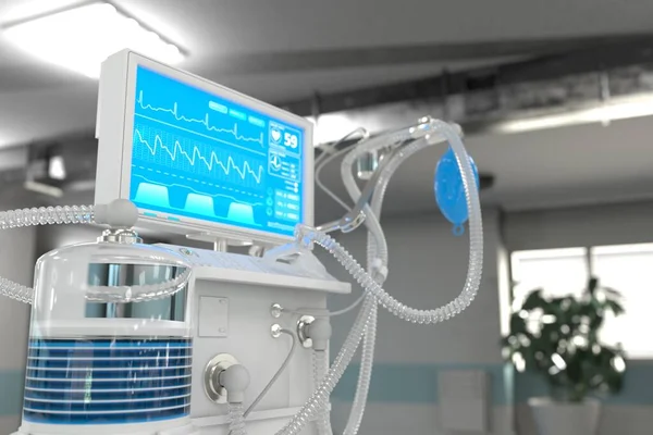 Ventilador Pulmonar Artificial Uti Com Design Fictício Hospital Brilhante Com — Fotografia de Stock