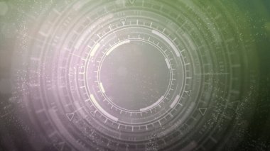 Hareket eden hud veya ui dairelerinin renkli siber soyut arka planı, bilimsel konsept - soyut 3D canlandırma