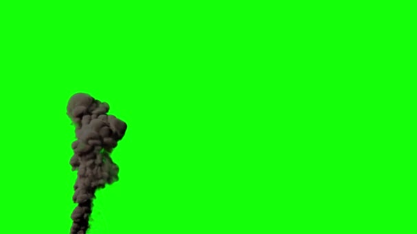 Columna Humo Negro Denso Aislado Verde — Vídeos de Stock