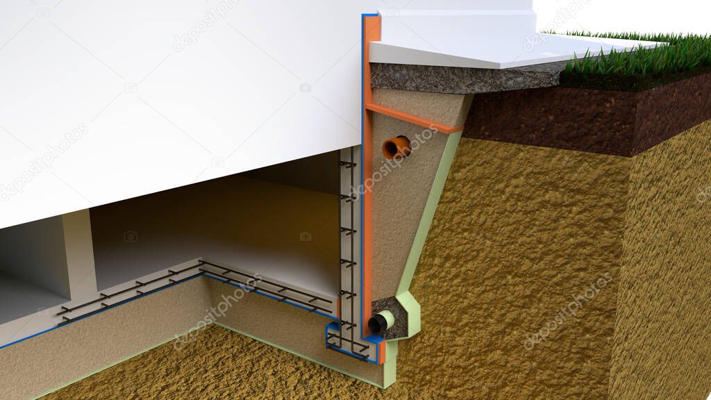 house basement drain tube. industrial 3D rendering