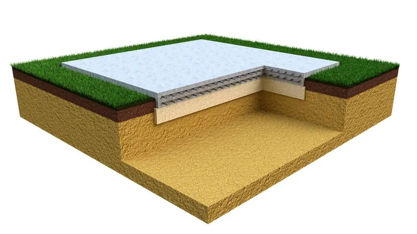 Poured Reinforced Cement Slab Base Isolated Industrial Illustration — Stock Photo, Image