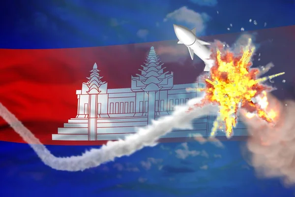 공중에서 파괴된 캄보디아 미사일 — 스톡 사진