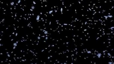 Kar taneleri tek başına siyaha düşer. arkaplan konsepti 3B video