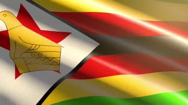 Zimbabwe Brillante Bandera Animación Bucle — Vídeos de Stock