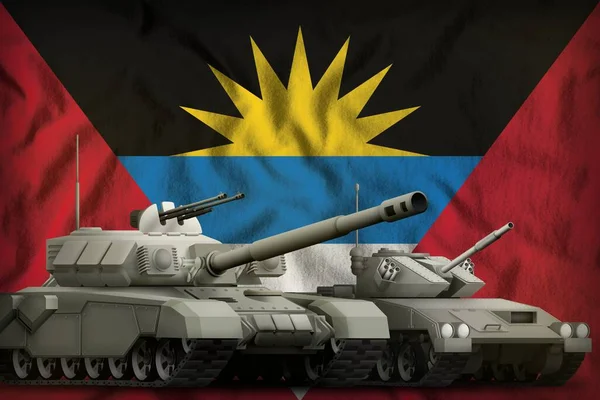 Tankok Antigua Barbuda Zászló Háttér Antigua Barbuda Tank Haderő Koncepció — Stock Fotó