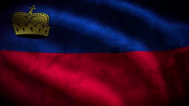 Liechtenstein Grunge Flag Анимация Цикла — стоковое видео