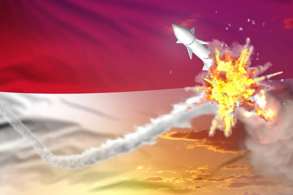 Cohete Estratégico Destruido Aire Indonesia Concepto Protección Ojiva Nuclear Defensa —  Fotos de Stock