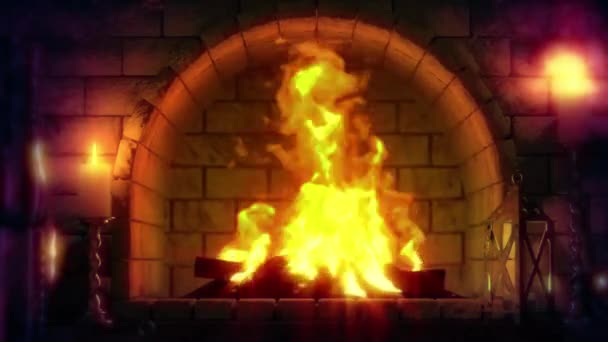 Aranyos Rács Ragyogó Tűz Háttér Konceptuális Animáció — Stock videók