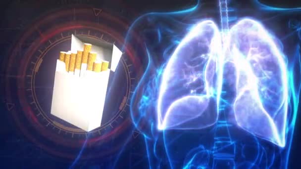 Cuidado Salud Animación Problemas Pulmonares Por Tobaco — Vídeo de stock
