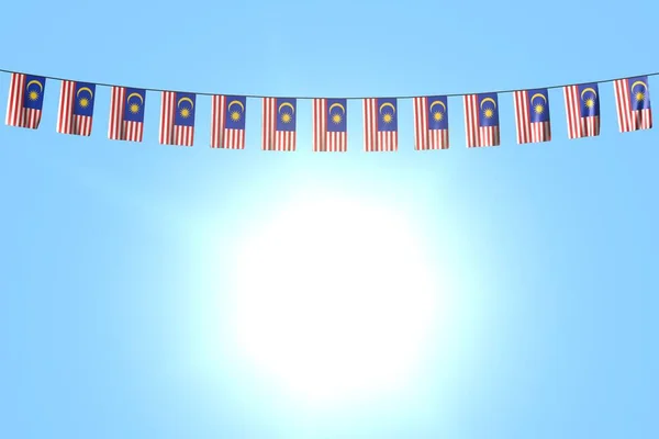 Maravillosas Muchas Banderas Malasia Pancartas Colgando Cuerda Fondo Del Cielo —  Fotos de Stock