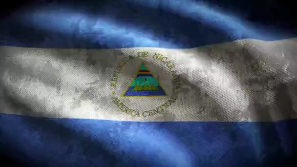 Bandera Grunge Nicaragua Animación Loop — Vídeos de Stock