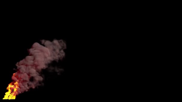 Fuego Con Humo Gris Aislado Sobre Negro — Vídeos de Stock