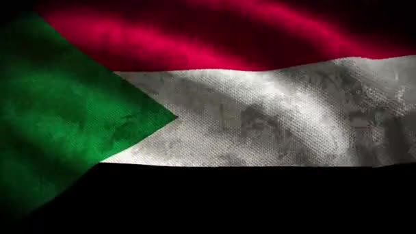 Σημαία Grunge Σουδάν Loop Animation — Αρχείο Βίντεο