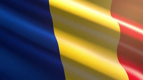 Rumänien Glänzende Flagge Schleifenanimation — Stockvideo
