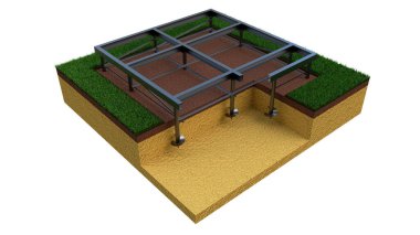 Sarmal yığınları temel - izole edilmiş endüstriyel 3D illüstrasyon