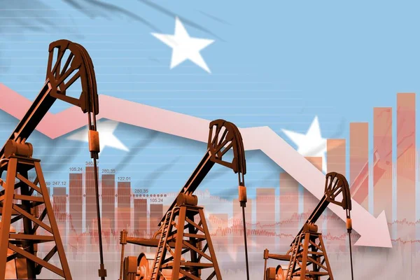Conceito Indústria Petrolífera Micronésia Ilustração Industrial Abaixando Gráfico Fundo Bandeira — Fotografia de Stock