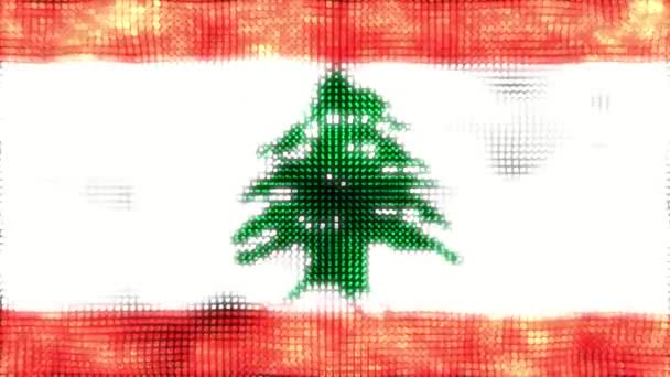 Ліванський Цифровий Прапор Петля Анімації — стокове відео