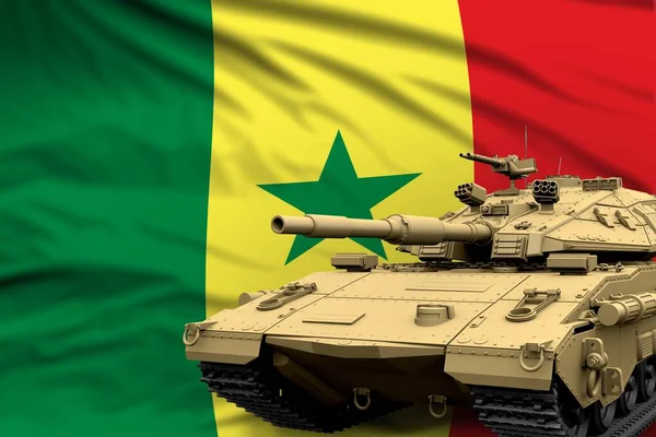 Heavy Tank Fictional Design Senegal Flag Background Modern Tank Army — Stok fotoğraf