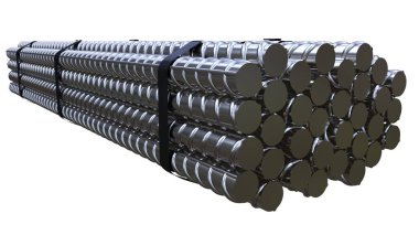 Büyük demir çubuk paketi. tecrit edilmiş cgi endüstriyel 3D görüntüleme