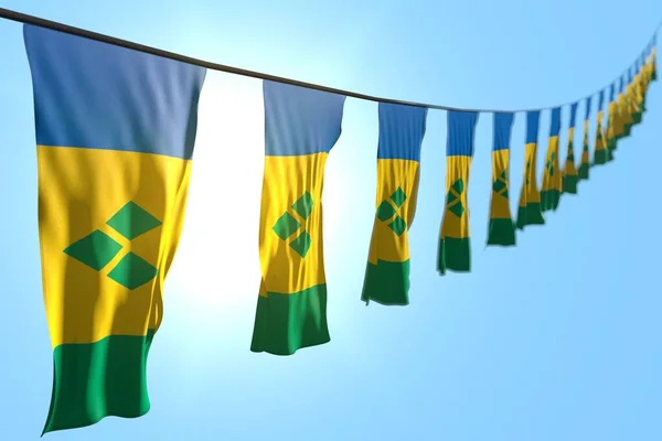 Όμορφη Πολλά Άγιος Βικέντιος Και Γρεναδίνες Σημαίες Πανό Κρέμονται Διαγώνια — Φωτογραφία Αρχείου