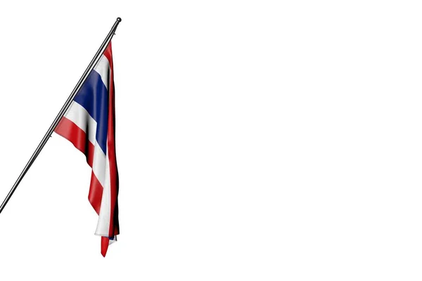 Bandeira Bonita Tailândia Pendura Pólo Canto Isolado Branco Qualquer Ocasião — Fotografia de Stock