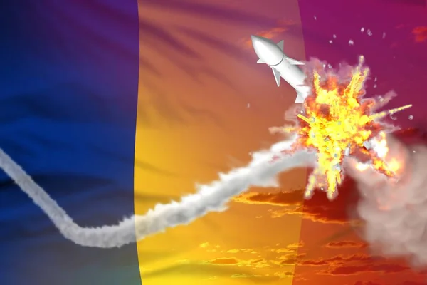 Romania Intercepted Supersonic Missile Modern Antirocket Destroys Enemy Missile Concept — Stock Photo, Image