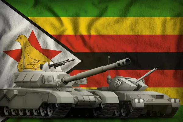 Tanky Pozadí Zimbabwské Vlajky Koncept Zimbabwských Tankových Sil Ilustrace — Stock fotografie