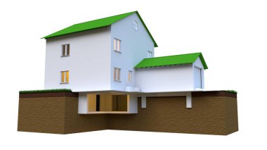 özel ev vakfı - tecrit edilmiş cgi endüstriyel illüstrasyon