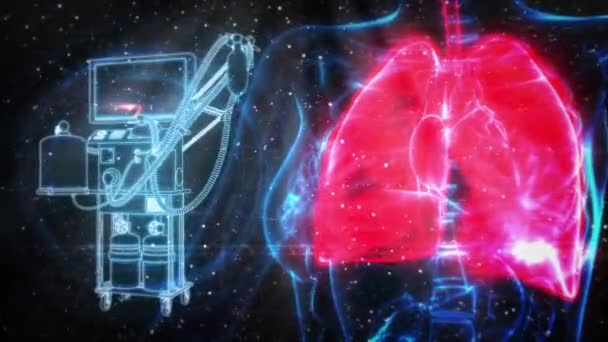 Анімація Людські Легені Сітка Вентилятора Легень Icu — стокове відео