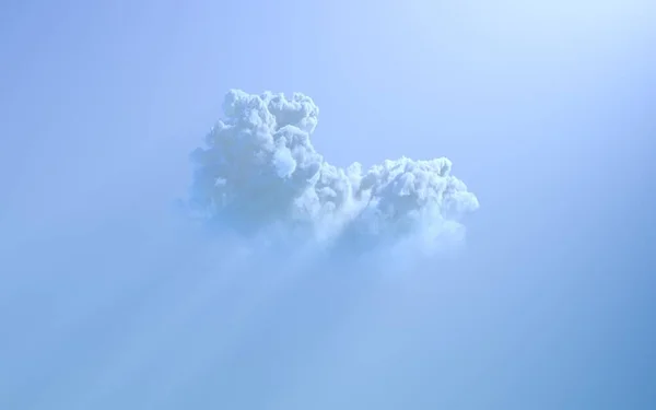 Alone Cumulus Cloud Sun Rays Cgi Nature Rendering — Stock Photo, Image