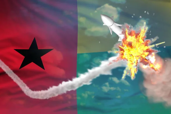 Stratégiai Rakéta Megsemmisült Levegőben Bissau Guinea Ballisztikus Rakéta Védelmi Koncepció — Stock Fotó