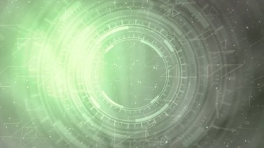 Soyut 3D çizim - hareket eden hud veya ui dairelerinin parlak siber soyut arka planı, bilimsel kavram