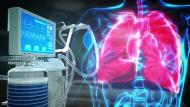 Longen Icu Longen Ventilator Medische Animatie — Stockvideo