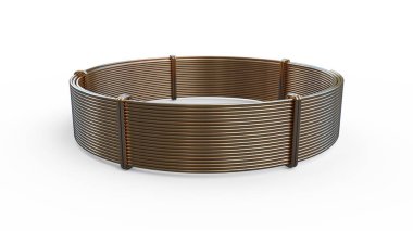 Bakır tel bobini, izole edilmiş cgi endüstriyel üç boyutlu illüstrasyon