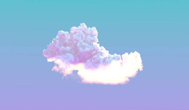 Güzel yalnız gün batımı kümülüs bulutu. dijital doğa 3D illüstrasyon