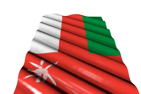 Cute Shiny Flag Oman Big Folds Lie Isolated White Perspective — Stock Photo, Image