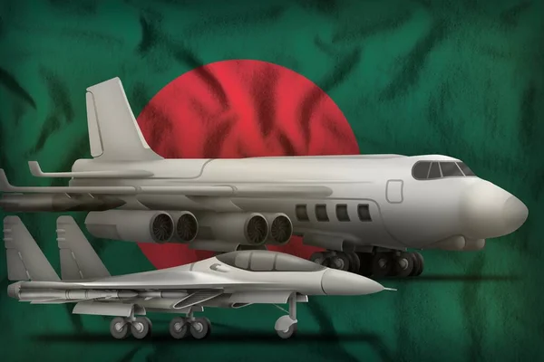 孟加拉国国旗背景上的空军 孟加拉国空军概念 3D说明 — 图库照片