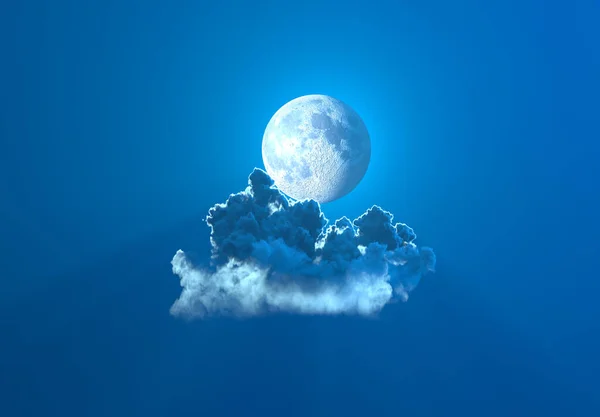 Cumulus Une Seule Nuit Avec Lune Cgi Nature Rendu — Photo