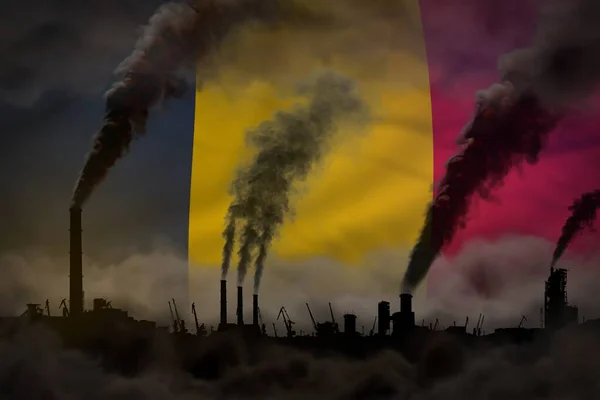 Concepto Calentamiento Global Humo Pesado Tuberías Industriales Fondo Bandera Chad —  Fotos de Stock