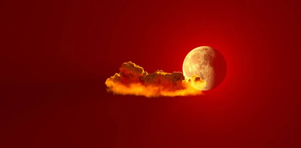 Röd Cumulus Med Månen Natur Rendering — Stockfoto