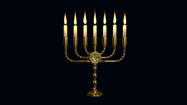Goldish Decorative Menorah Light Isolated Object Illustration — Stock Photo, Image