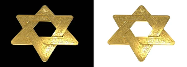 Goldenen Ornamentalen Tracery Magen David Isoliert Objekt Rendering — Stockfoto