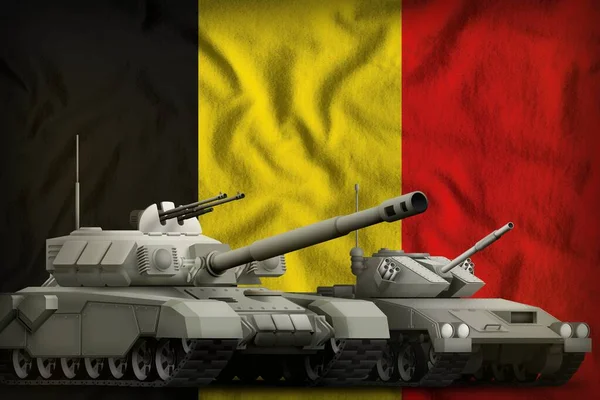 Tanks Belgium Flag Background Belgium Tank Forces Concept Illustration — Stock fotografie