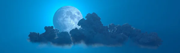 Backdrop Panoramic Large Clouds Moon Concept Nature Rendering — Stock Photo, Image